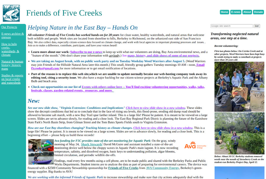 Friends of Five Creeks current site